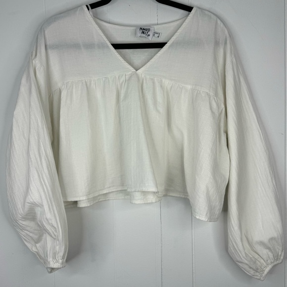 Princess Polly Aries White Cotton Empire Crop Top Size 6 - Picture 3 of 12
